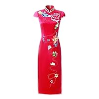 Embroidery Cheongsam China Traditional Dress for Women Red Chinese Maxi Dress3242XXXL
