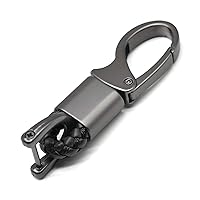 Car Key Fob Keychains Leather Holder Key Chain Sturdy Metal with D-Ring for Men and Women, 1 Pack Black, 360 Degree Rotatable, with Screwdriver
