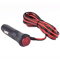Car Motorbike/Motorcycle 12V-24V Cigarette Lighter Power Supply Adapter Plug Cable with Switch Button Built-in 5A Fuse (3 Meters)
