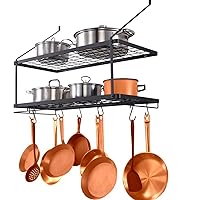 VEVOR Pot Rack Wall Mounted, 30 inch Pot and Pan Hanging Rack, Pot and Pan Hanger with 12 S Hooks, 55 lbs Loading Weight, Ideal for Pans, Utensils, Cookware in Kitchen