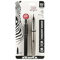 Zebra Pen PM-701 Permanent Marker, Stainless Steel Barrel, Fine Bullet Tip, Black Ink, Refillable, 1-Pack with Refill