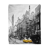50x60 Inches Flannel Throw Blanket Yellow Cabs at Upper West Site Manhattan New Home Decorative Warm Cozy Soft Blanket for Couch Sofa Bed