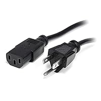 StarTech.com 3ft (1m) Computer Power Cord, NEMA 5-15P to C13, 10A 125V, 18AWG, Black Replacement AC Power Cord, Printer Power Cord, PC Power Supply Cable, Monitor Power Cable - UL Listed (PXT101_3)