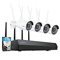 REOLINK 5MP Wireless Security Camera System, 5GHz/2.4GHz Dual-band Wi-Fi, 12CH NVR with 1TB HDD Pre-Installed, Expandable to 16TB HDD, Smart Detection, 100ft Night Vision, 24/7 Recording, RLK12-500WB4