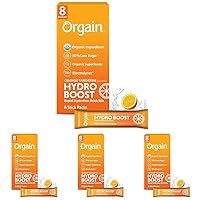 Orgain Organic Hydration Packets, Electrolytes Powder - Orange Tangerine Hydro Boost with Superfoods, Gluten-Free, Soy Free, Vegan, Non GMO, Less Sugar Than Sports Drinks, Travel Packets, 8 Count