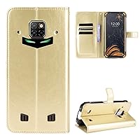 Smartphone Flip Cases Compatible with DOOGEE S88 Pro/S88 Plus Mobile Phone Wallet Case, PU Leather Holder Card Slot Cover Uitra-Thin Design Shockproof Flip Protective Case Flip Cases (Color : Gold)