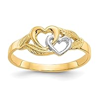ICE CARATS 14k Yellow Gold White 2 Heart Ring Love Fine Jewelry For Women Gifts For Her