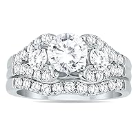 AGS Certified 2 1/5 Carat TW Diamond Bridal Set in 14K White Gold (J-K Color, I2-I3 Clarity)
