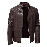 Men'S Leather & Faux Leather Jackets & Coats Fashion Men Autumn Winter Warm Casual Leather Zipper Long Sleeve Jacket Coat