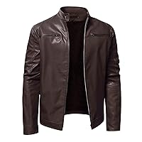 Men Leather Jacket Faux Leather Bomber Jackets For Men Vintage Stand Collar Motorcycle Biker Pu Jacket And Coat