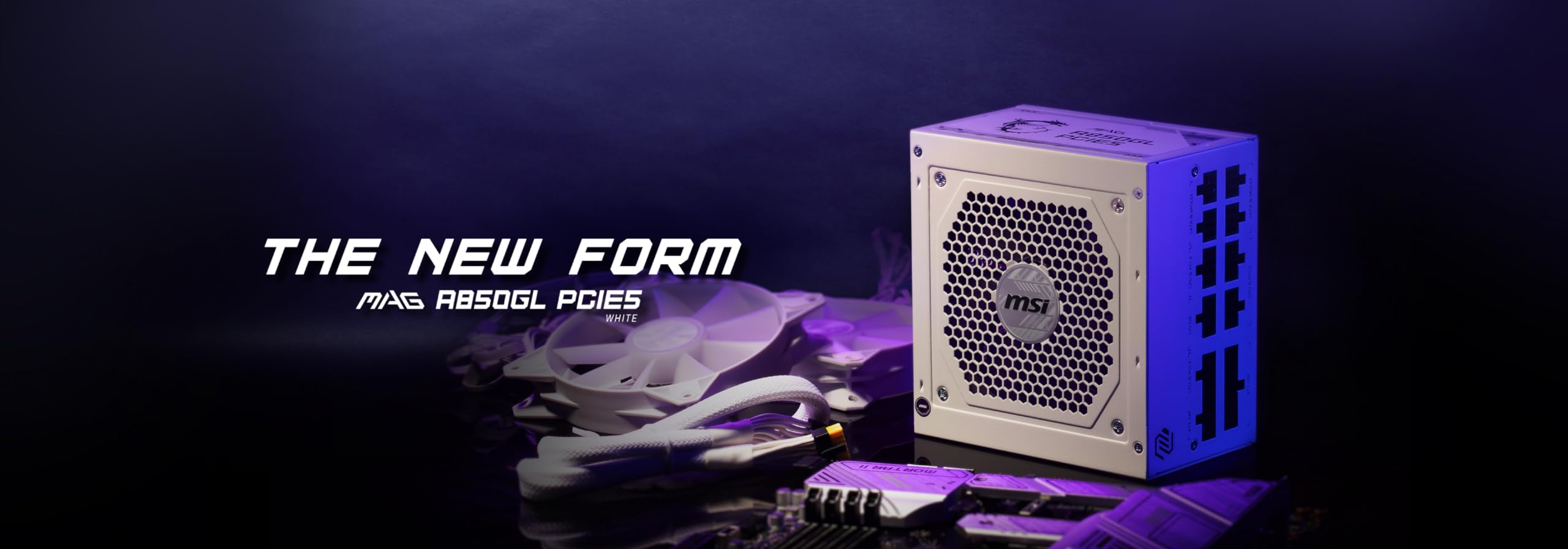 MSI MAG 850GL PCIE 5 White Gaming Power Supply - Full Modular - 80 Plus Gold Certified 850W - Compact Size - ATX PSU