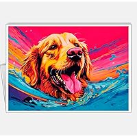 Assortment All Occasion Greeting Cards, Matte White, Farm Animals Surfers Pop Art, (4 Cards) Size A5-148 x 210 mm - 5.8 x 8.3 in #4 (Gayal Animal Surfer 2)