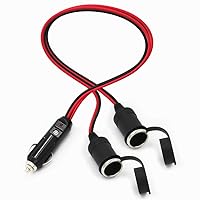 SPARKING Cigarette Lighter Splitter Adapter - 2 Way Cigarette Lighter Extension Cord, 1 to 2 Sockets Car Cigarette Lighter Splitter Power Adapter, Male Plug to Female Socket Extension Cable