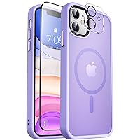 MOCCA Strong Magnetic for iPhone 11 Phone Case,[Compatible with Magsafe][Glass Screen Protector+Camera Lens Protector] Slim Thin Shockproof Cover Case for iPhone 11 6.1 inch, Light Purple