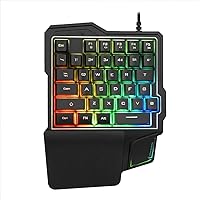 K7 One Hand Wired 35 Keys Keyboard RGB Gaming Keyboard, Mechanical Gaming Keypad with 7 Onboard Programmable Macro Keys and Detachable Wrist Rest, Portable USB Connection Back Light Keyboard（Black）