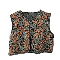 Ethnic Sleeveless Jacket Retro Vest Coat Women's Outwear Vests Embroidery Vest