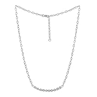MOONEYE 2.00 CTW Natural Diamond Polki Fashion Chain Necklace 925 Sterling Silver Platinum Plated Everyday Slice Diamond Jewelry