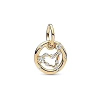PANDORA Moments Zodiac Sign Capricorn Charm Pendant Made of Sterling Silver with 14 Carat Gold-Plated Metal Alloy, Cubic Zirconia, Compatible Moments Bracelets, 762720C01, Sterling Silver, Cubic