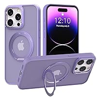 360° Rotatable Magnetic Ring Stand for iPhone 15 Pro Max Case Magsafe, Shockproof Protective Slim Translucent Back iPhone 15 Promax Case for Men Women 6.7 - Lilac