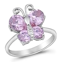 CHOOSE YOUR COLOR Sterling Silver Butterfly Ring