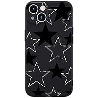Black & White Stars Phone Case for iPhone 13 Star Case Cover Liquid Silicone Soft Gel Rubber Durable Matt Phone Cover with Microfiber Lining Protective Cover
