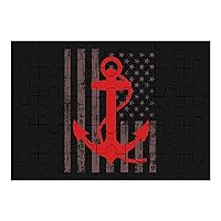 US American Flag Anchor Wooden Puzzles Adult Educational Picture Puzzle Creative Gifts Home Decoration