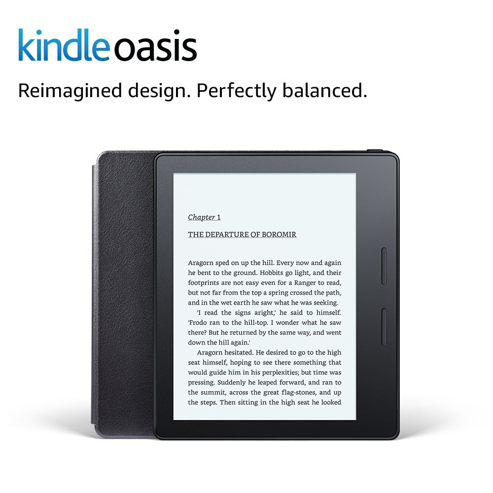 Kindle Oasis E-reader with Leather Charging Cover - Black, 6