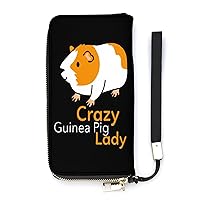 Crazy Guinea Pig Lady Cute Wallet Long Wristlet Purse Credit Card Holder Cell Phone Purse Elegant Clutch Handbag for Women