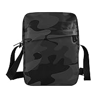 Black Grey Camouflage Messenger Bag for Women Men Crossbody Shoulder Bag Cellphone Wallet Bag Man Purse Side Bag with Adjustable Strap for Running Travel