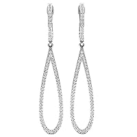 Dazzlingrock Collection 0.55 Carat (ctw) Round White Diamond Ladies Teardrop Dangling Earrings 1/2 CT, Sterling Silver