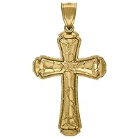 10k Gold Dc Mens Cross Height 39.8mm X Width 21.7mm Religious Charm Pendant Necklace Jewelry for Men