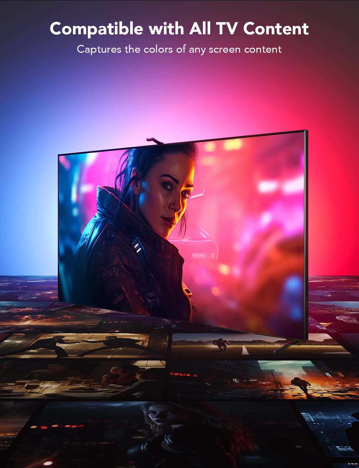 Govee Envisual TV Backlight T2 with Dual Cameras, 16.4ft RGBIC Wi-Fi TV LED Backlights for 75-85 inch TVs, Double Light Beads, Adapts to Ultra-Thin TVs, Smart App Control, Music Sync, H605C