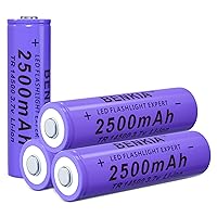 14500 Rechargeable Battery 3.7V 2500mAh Large Capacity Button Top Lithium AA Batteries (Battery, 4 Pack)