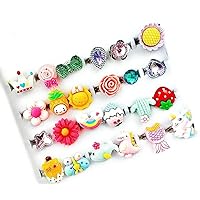Little Girl Jewel Rings in Box, Adjustable, No Duplication for Pretend Play and Dress Up (24 Lovely Ring) Adjustable Rings Gift for Girl: Jewelry Rings for 3 4 5 6 7 8 9 10 11 12 Years Old Girl Gifts