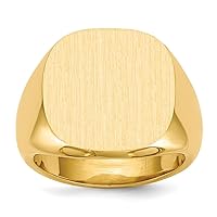 Jewels By Lux Monogram Initial Engravable Custom Personalized Polished For Men or Women 14K Yellow Gold 17x17mm Closed Back Mens Signet Band Ring