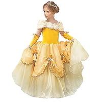 Princess Belle Dress up Halloween Fairy Costume for Toddler Girls, Special Occasion Dresses Birthday Party, Yellow