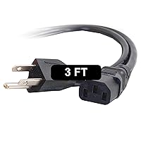 C2G 3FT Premium Replacement AC Power Cord - Durable Power Cable for TV, Computer, Monitor, Appliance & More (24240)