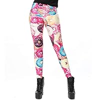 Womens Galaxy 3D Printed Band Waist Music Houndstooth Leggings Pants Plus Size