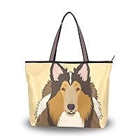 My Daily Women Tote Shoulder Bag Rough Collie Dog Handbag Large