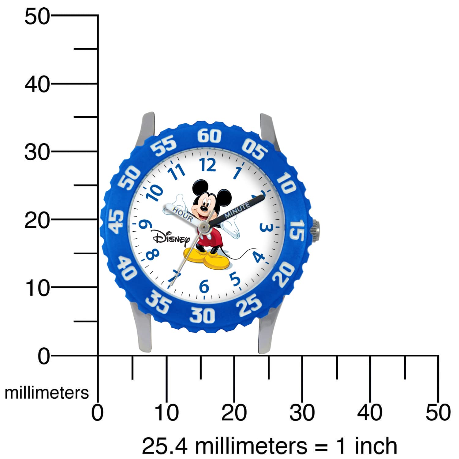 Disney Mickey Mouse Kids' Bezel Stainless Steel Time Teacher Analog Nylon Strap Watch