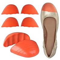Shoe Filler Inserts for Loose Shoe, Toe Cushion Fillers Make Shoes Fit, Half-Size Insoles Adjust Shoe Too Big for High Heels, Dress Shoes, Casual, Flats 2 Pairs (Orange - Round)