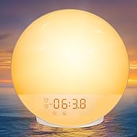 Wake Up Light Daylight 7 Colored Night Light/Sunrise Simulation & Sleep Aid 7 Natural Sounds and Snooze for Kids Adults Bedrooms/Night Light Nightlight Bawoo Dual Alarm Clock with FM Radio 