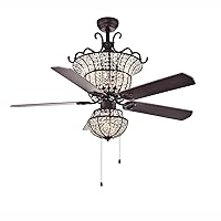 Warehouse of Tiffany Charla 4-light Crystal 5-blade 52-inch Chandelier Ceiling Fan (Optional Remote & 2 Color Option Blades)