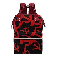 USSR Hammer Logo Wide Open Designed Diaper Bag Waterproof Mommy Bag Multi-Function Travel Backpack Tote Bags
