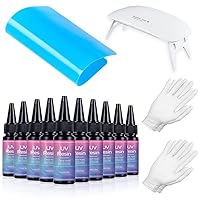 10x30ml Superb Crystal Clear UV Resin Kit with Mini Portable UV Lamp & Gloves & Silicone Mat for Starters, Ultraviolet Sunlight Curable UV Resin Glue for Jewellery Making Crafts DIY Resin Coating