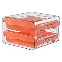 Refrigerator Egg Storage Box Drawer-Type Plastic Egg Storage Box Household Double-Layer Pull-Out Frame Egg Tray with Lid Egg Storage Organizer Box