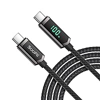 SOOPII USB C to USB C Cable, 10FT 100W PD Fast Charging USB C Cable, Nylon Braided Type-C Cable with LED Display for lPad Mini/Air/Pro, MacBook Pro, Samsung Galaxy S22/S10, Pixel, LG