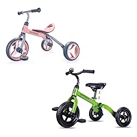 YGJT 4 in 1 Foldable Tricycle for Toddlers Age 2-5 Years Old with Adjustable Seat and Removable Pedal