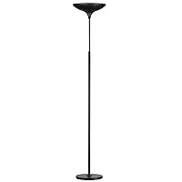 Globe Electric 12784 LED Floor Lamp Torchiere, Energy Star Certified, Dimmable, Super Bright, 43W, 3010 Lumens, Matte Black, Floor Lamp for Living Room, Floor Lamp for Bedroom, Home Improvement,