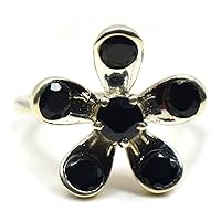 Natural Flower Style Black Onyx Ring 925 Sterling Silver Handmade Jewelry Ring Sizes 4 to 13